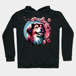 Tibetan Spaniel Revels in Spring's Cherry Blossoms Hoodie